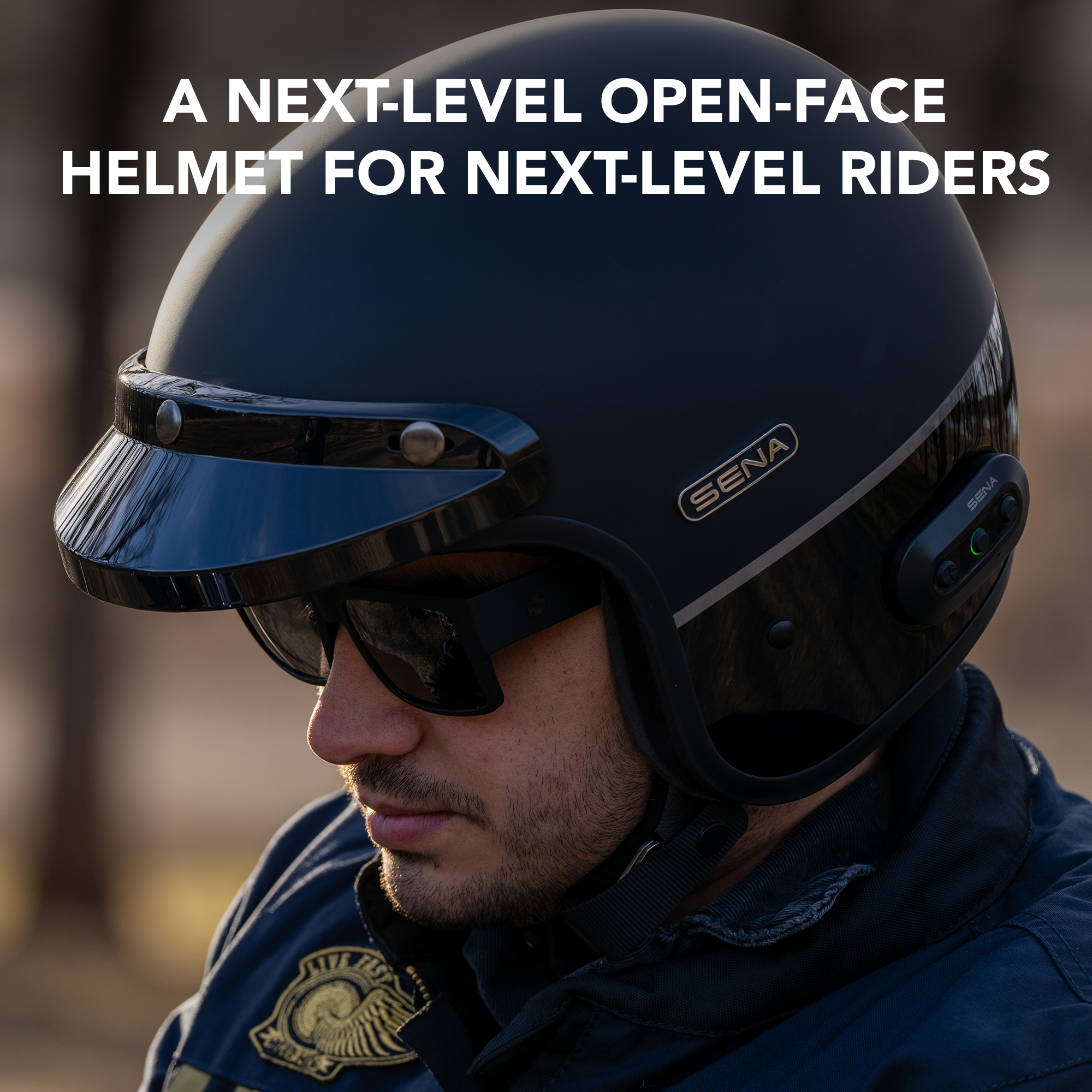 goggles for open face helmet Sena Surge Open Mesh Helmet - Matte Black/Black