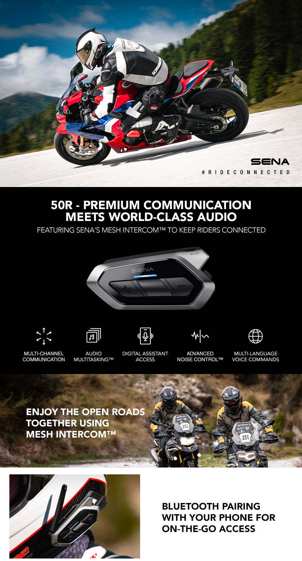 Sena 50R Mesh Intercom Headset with Premium SOUND BY Harman Kardon Sena 50R Mesh Intercom Headset with Premium SOUND BY Harman Kardon