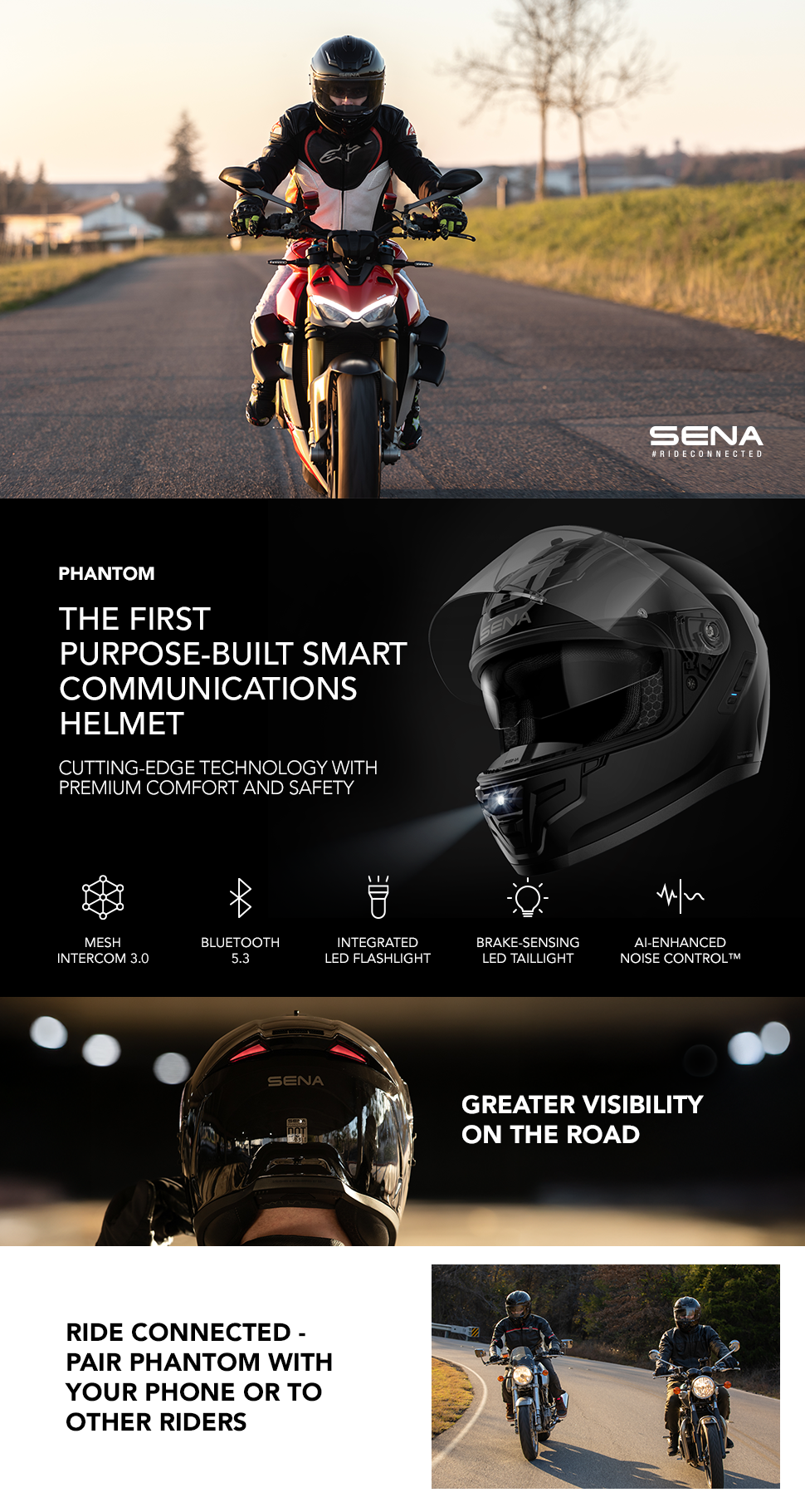 Sena Phantom Full Face Motorcycle Smart Communication Helmet with Mesh Intercom – Sena Technologies, Inc Sena Phantom Full Face Motorcycle Smart Communication Helmet with Mesh Intercom – Sena Technologies, Inc