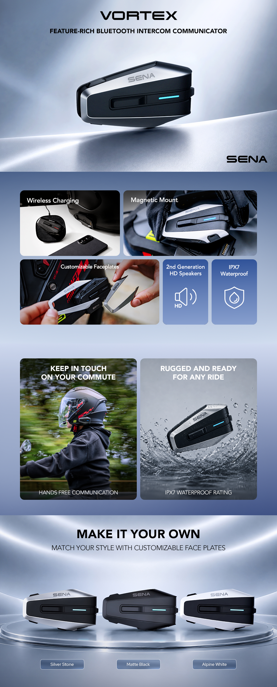 SENA VORTEX Motorcycle Bluetooth Intercom Communication Headset SENA VORTEX Motorcycle Bluetooth Intercom Communication Headset