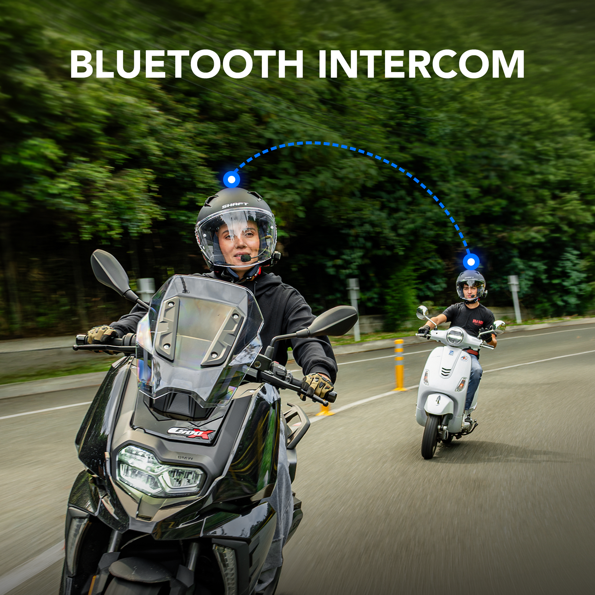 VORTEX Motorcycle Bluetooth Intercom Communication Headset